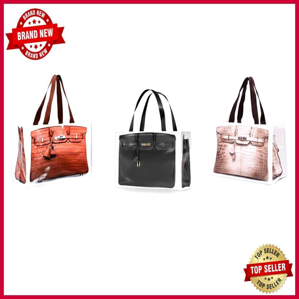 Large Waterproof Tote Bag Set, 3-Pack Reusable Shopping Bags with Strong Handles